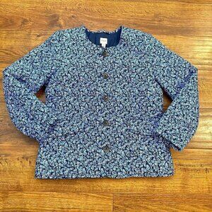 J. Crew floral quilted button front jacket